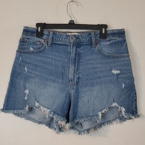 Abercrombie & Fitch The 4' Mom Shorts Highrise Curve Love Size 14 Light Med Wash